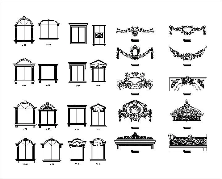 Ornamental Parts of Architecture -☆Architectural Decorative CAD Blocks☆ V.26