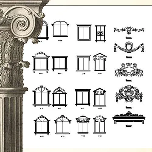 Ornamental Parts of Architecture -☆Architectural Decorative CAD Blocks☆ V.26