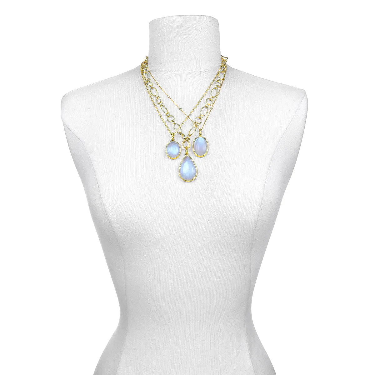 Oval Rainbow Moonstone Pendant Necklace