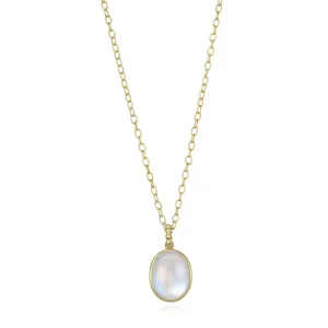 Oval Rainbow Moonstone Pendant Necklace