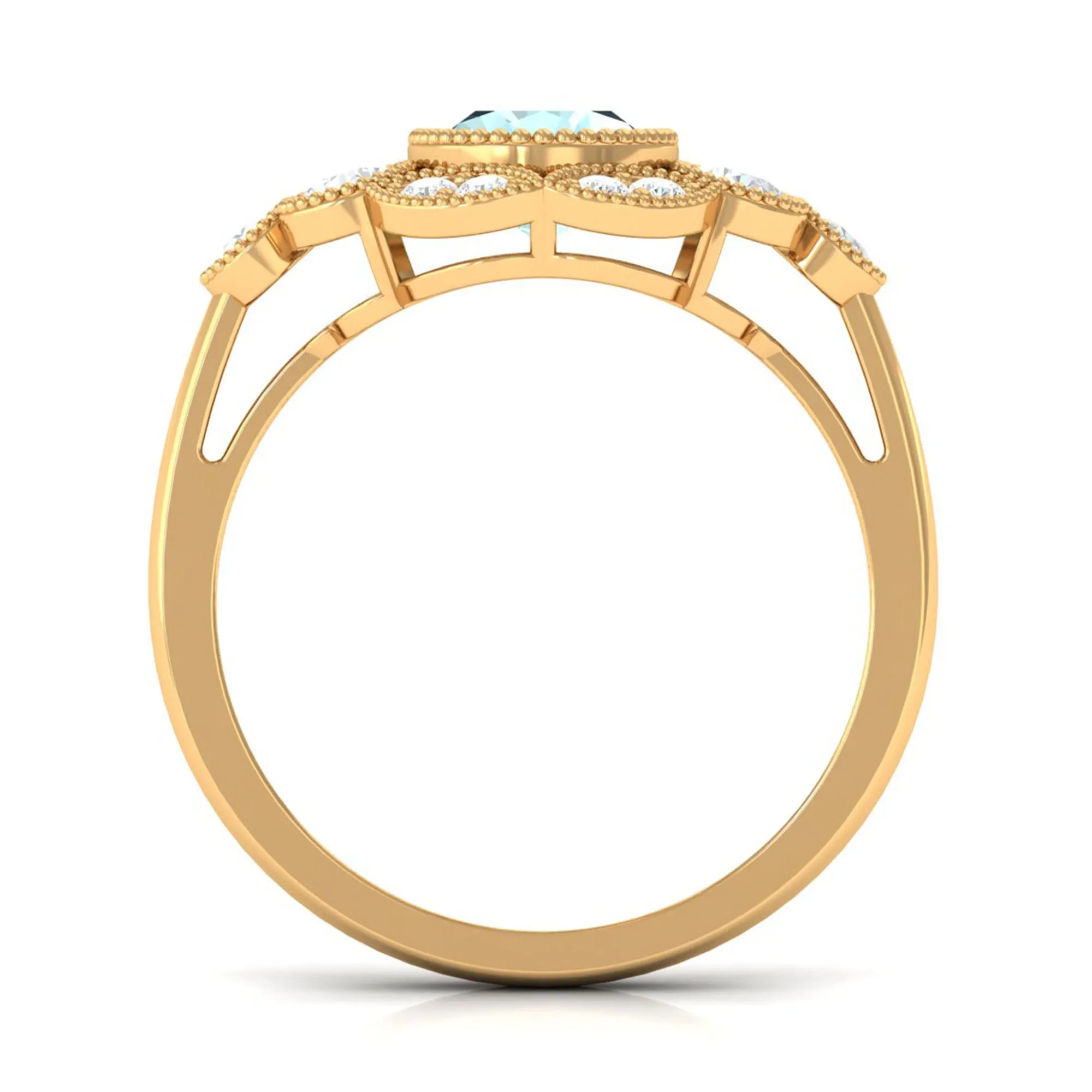 Oval Sky Blue Topaz Statement Engagement Ring with Moissanite Halo