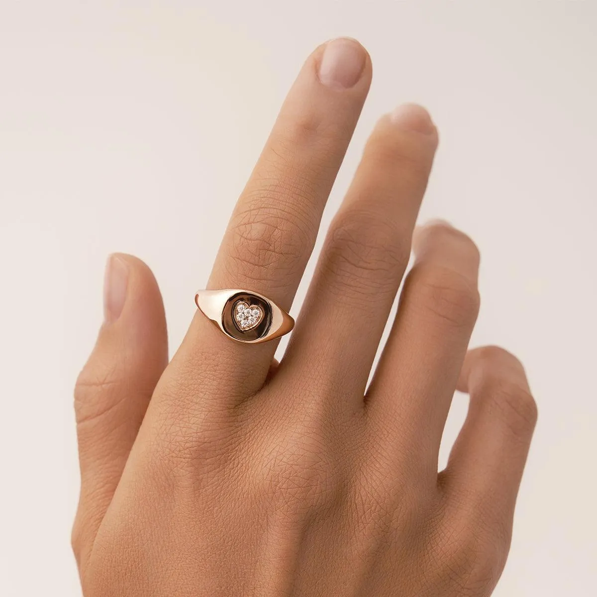 Pavé Love Signet Ring in 14kt Gold Over Sterling Silver