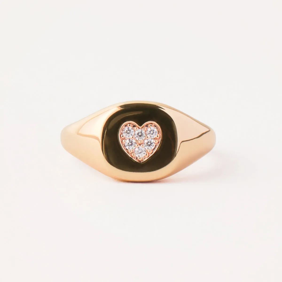 Pavé Love Signet Ring in 14kt Gold Over Sterling Silver