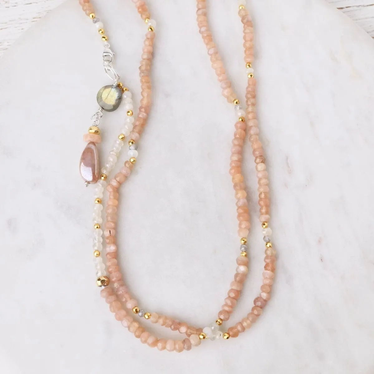 Peach Moonstone Mix Necklace