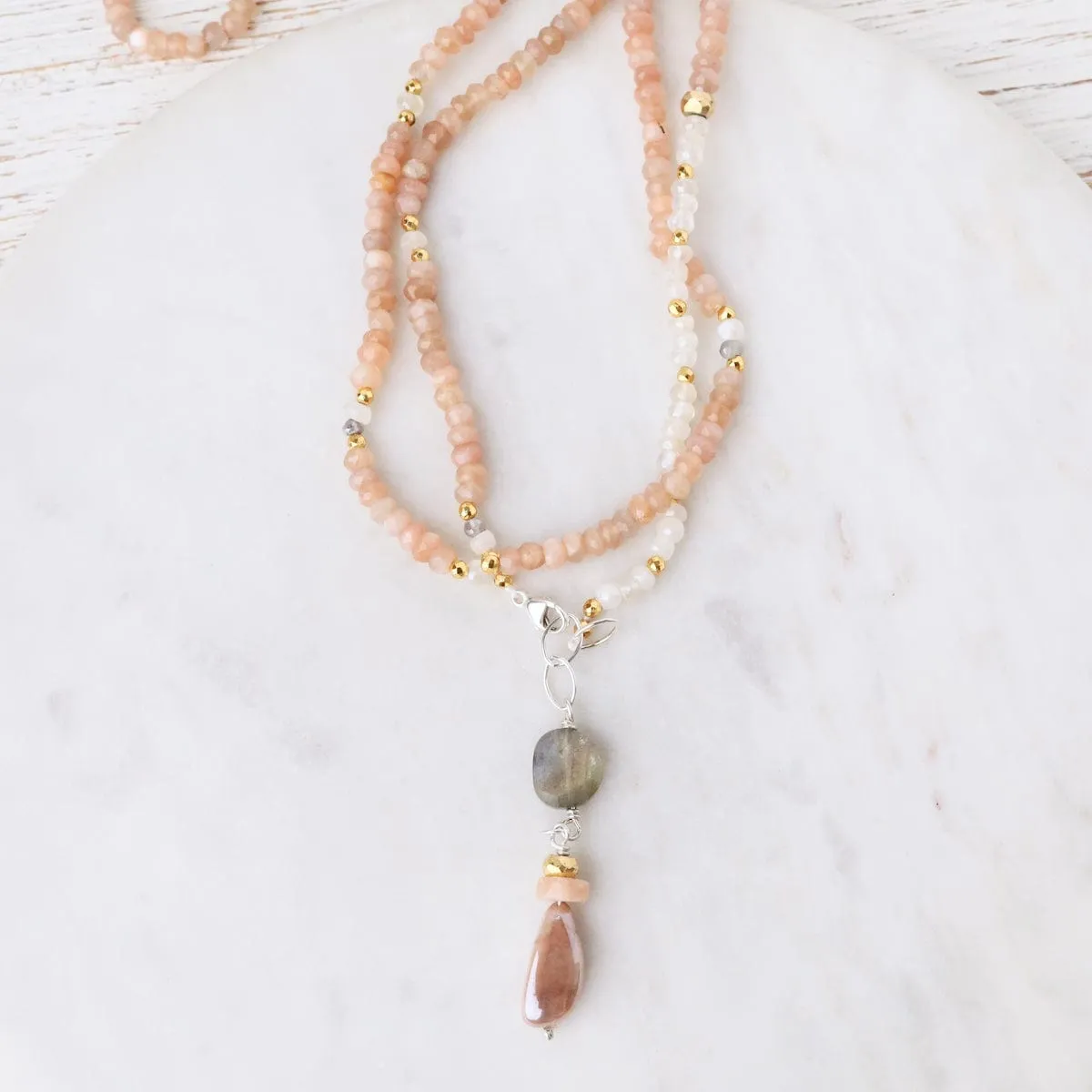 Peach Moonstone Mix Necklace