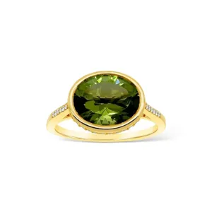 Peridot & Diamond Bezel Ring