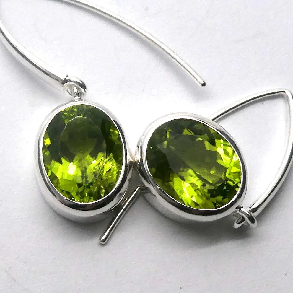 Peridot Earring, Faceted Ovals, 925 Sterling Silver,  p2