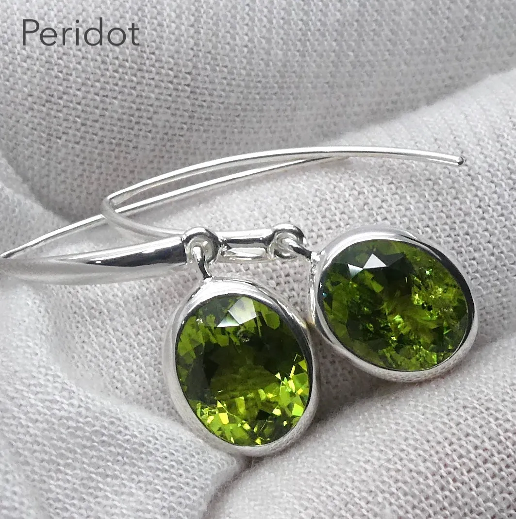 Peridot Earring, Faceted Ovals, 925 Sterling Silver,  p2