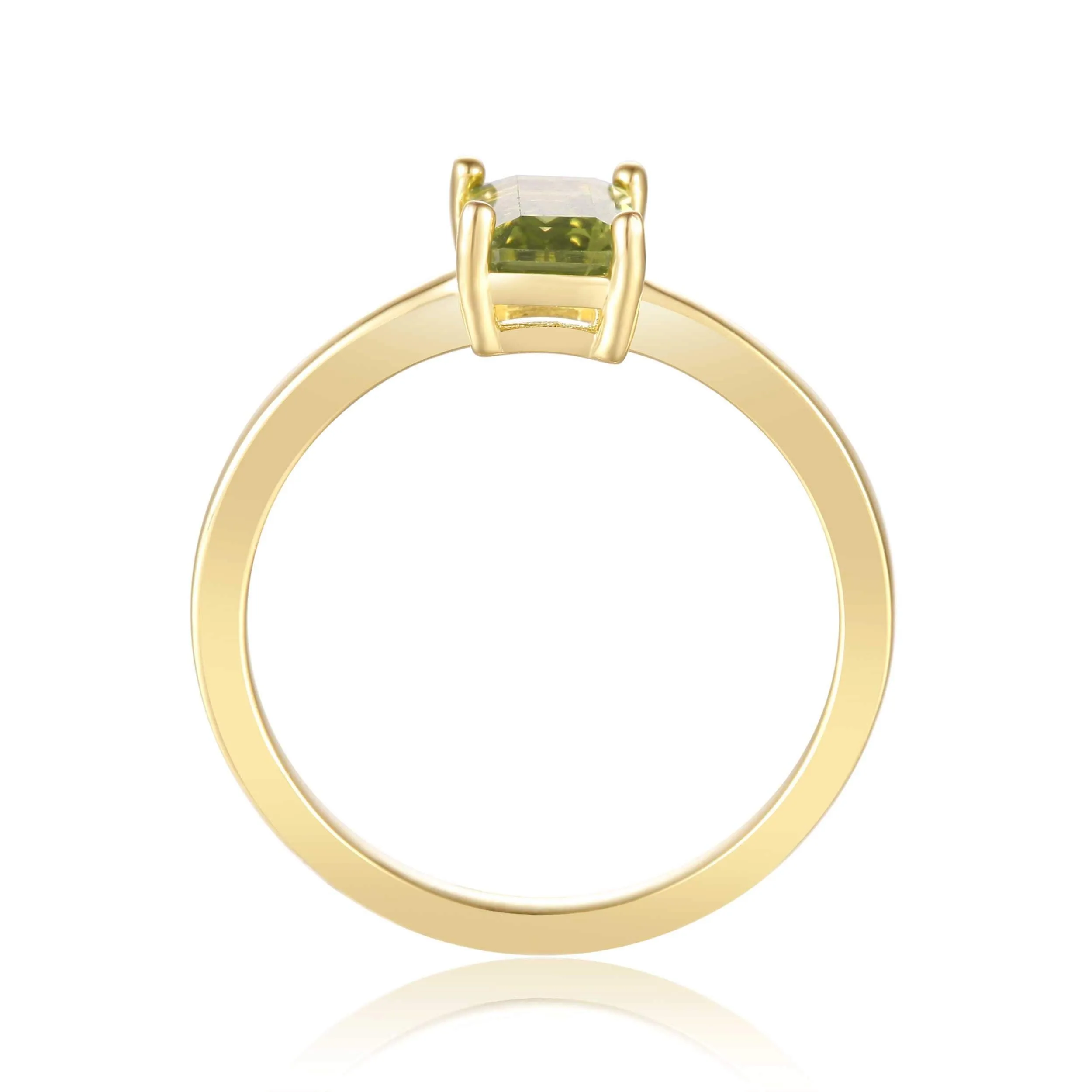 Peridot Emerald Cut Solitaire Ring