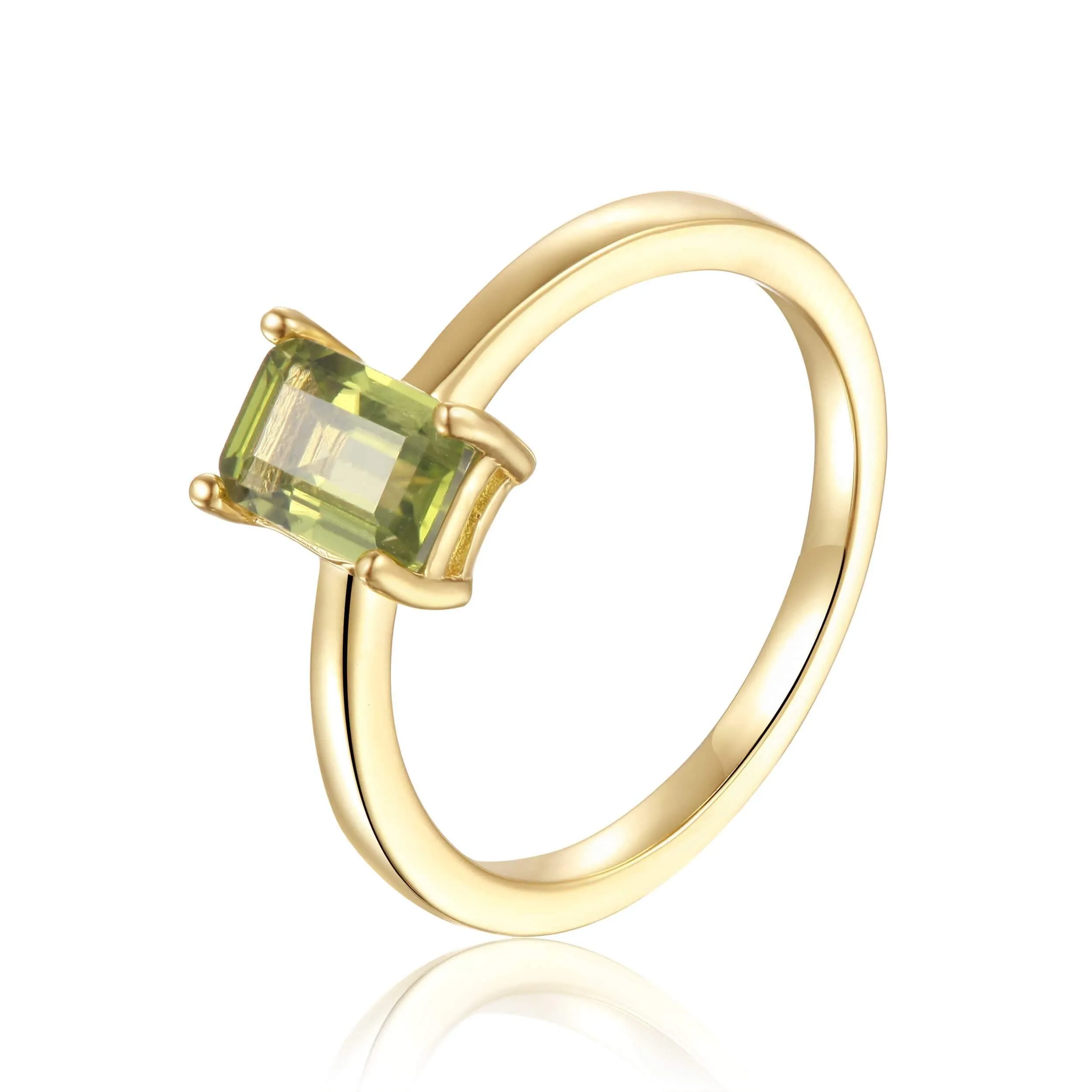 Peridot Emerald Cut Solitaire Ring