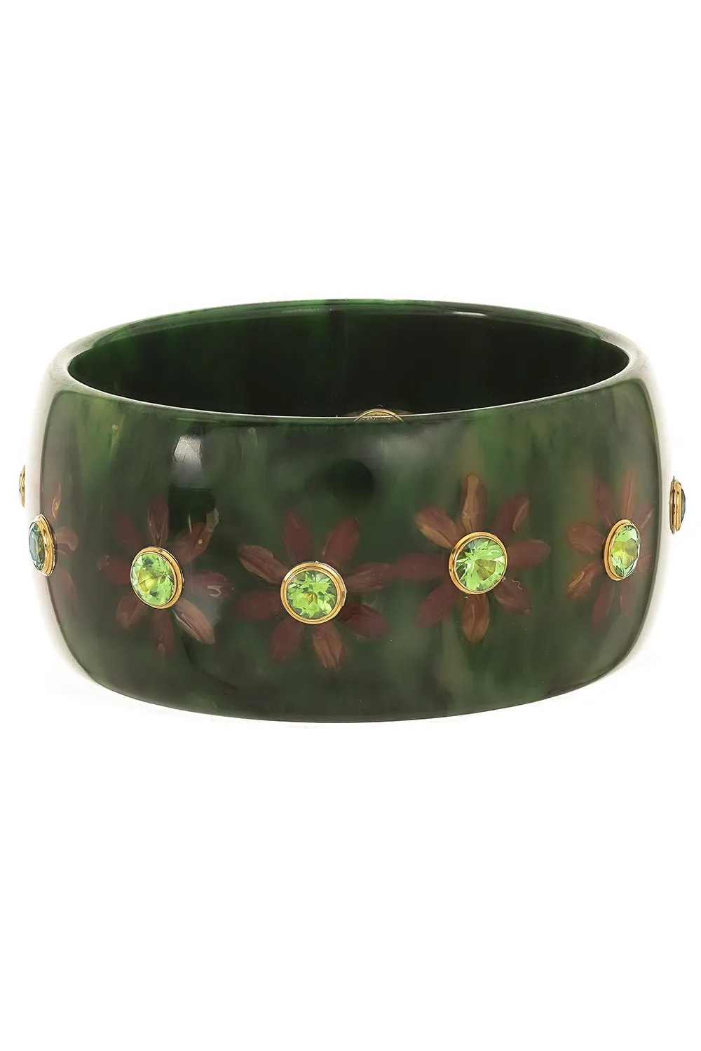 Peridot Flower Green Bakelite Bangle