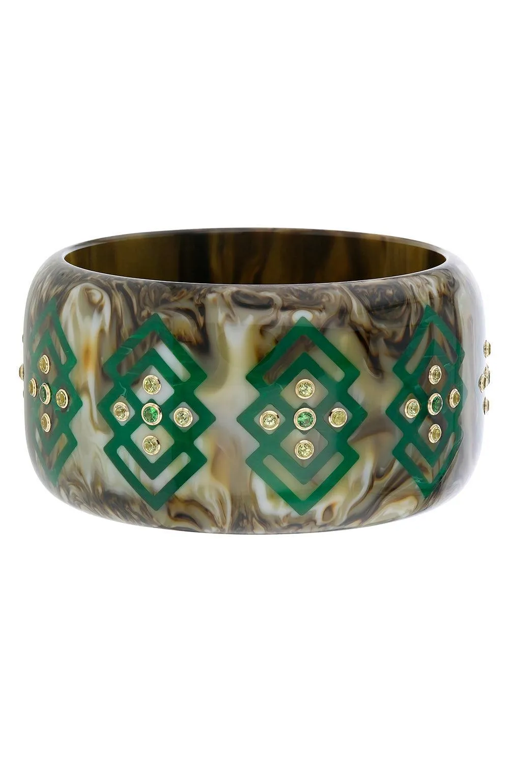 Peridot Garnet Green Bakelite Bangle