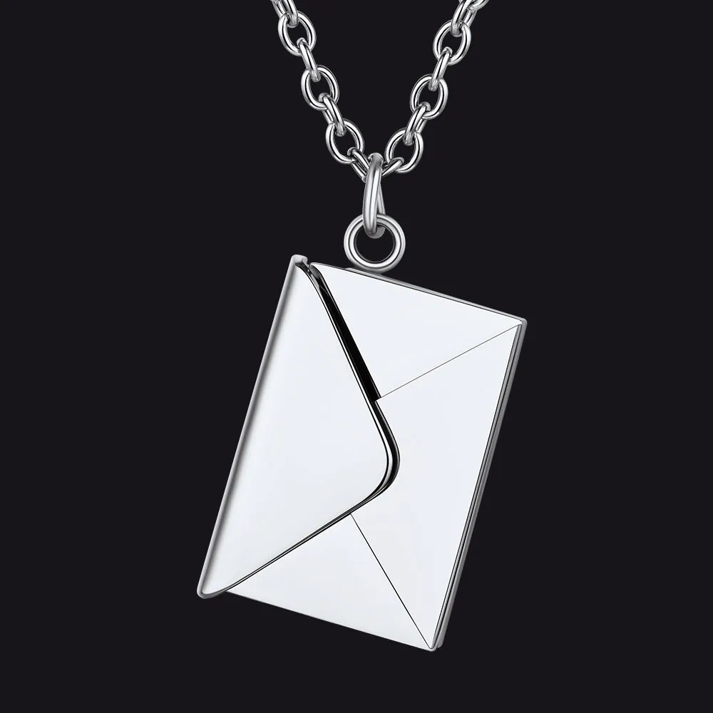 Personalized Envelope Picture Locket Necklaces Gifts for Couple Family Friend