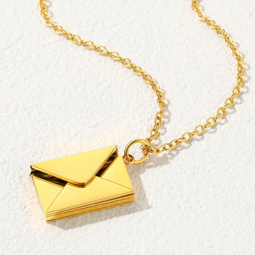 Personalized Envelope Picture Locket Necklaces Gifts for Couple Family Friend