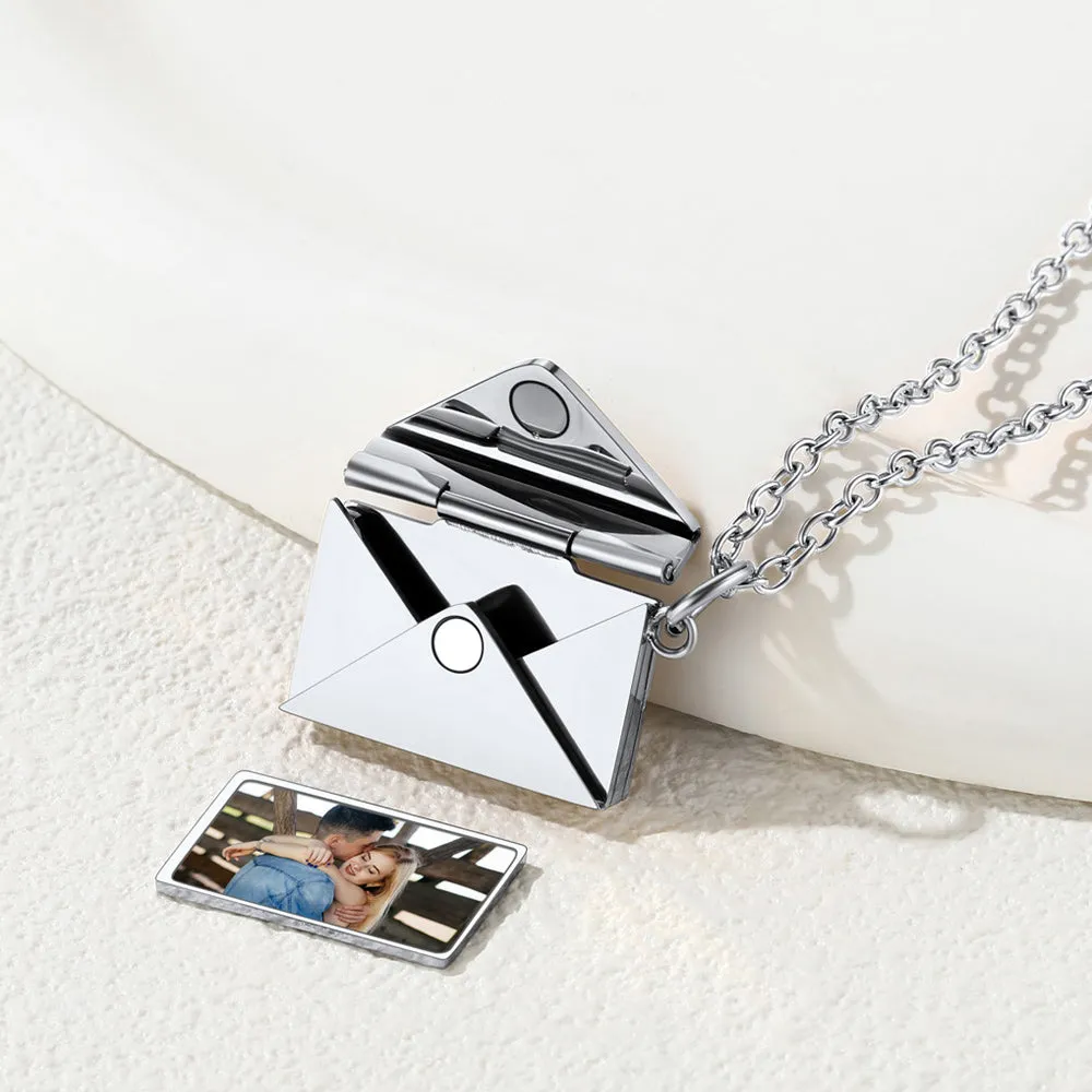 Personalized Envelope Picture Locket Necklaces Gifts for Couple Family Friend