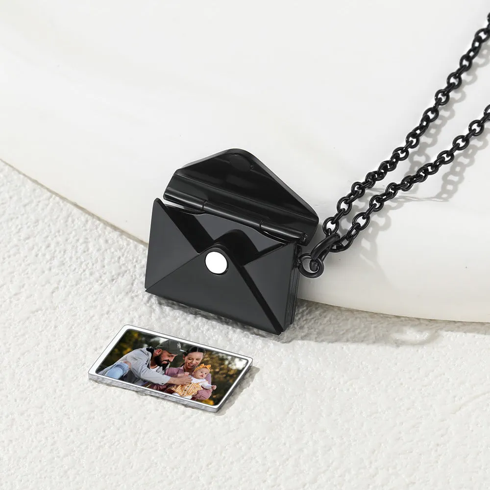Personalized Envelope Picture Locket Necklaces Gifts for Couple Family Friend
