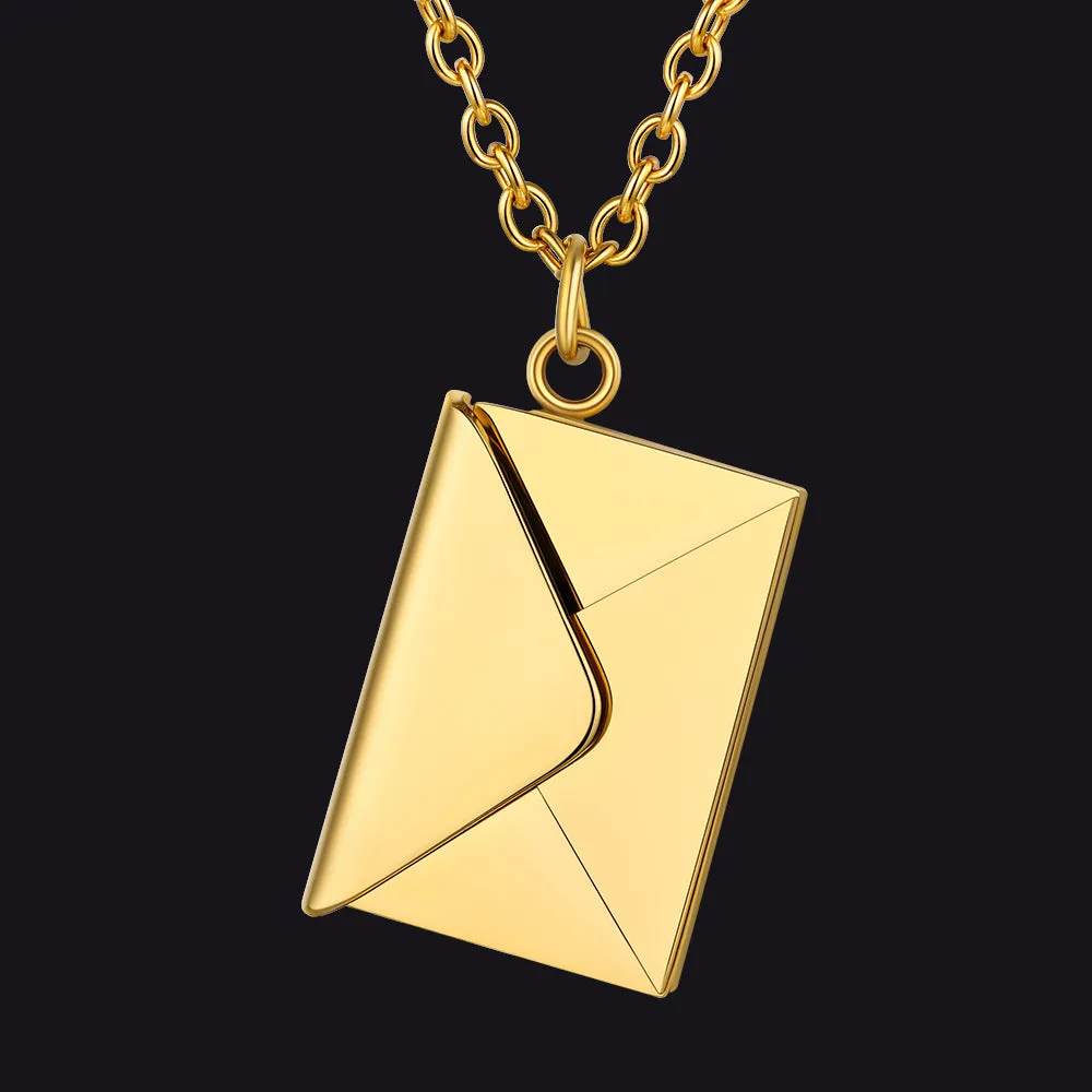 Personalized Envelope Picture Locket Necklaces Gifts for Couple Family Friend