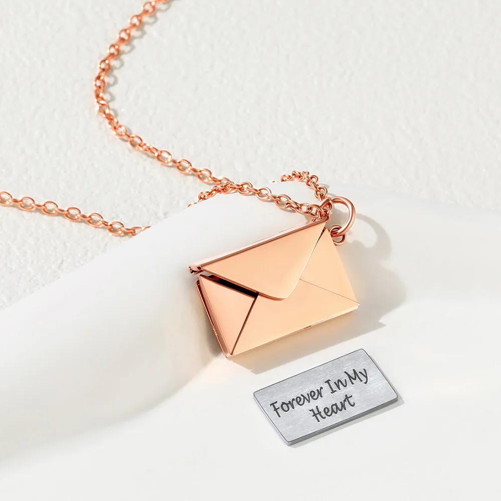 Personalized Envelope Picture Locket Necklaces Gifts for Couple Family Friend