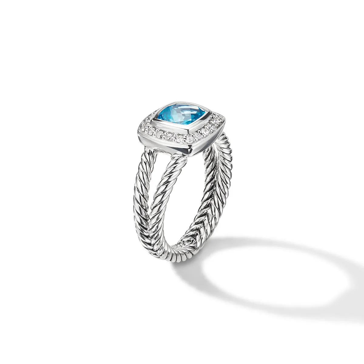 Petite Albion Ring with Blue Topaz and Diamonds