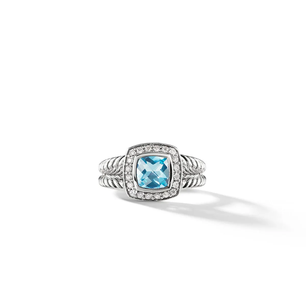 Petite Albion Ring with Blue Topaz and Diamonds