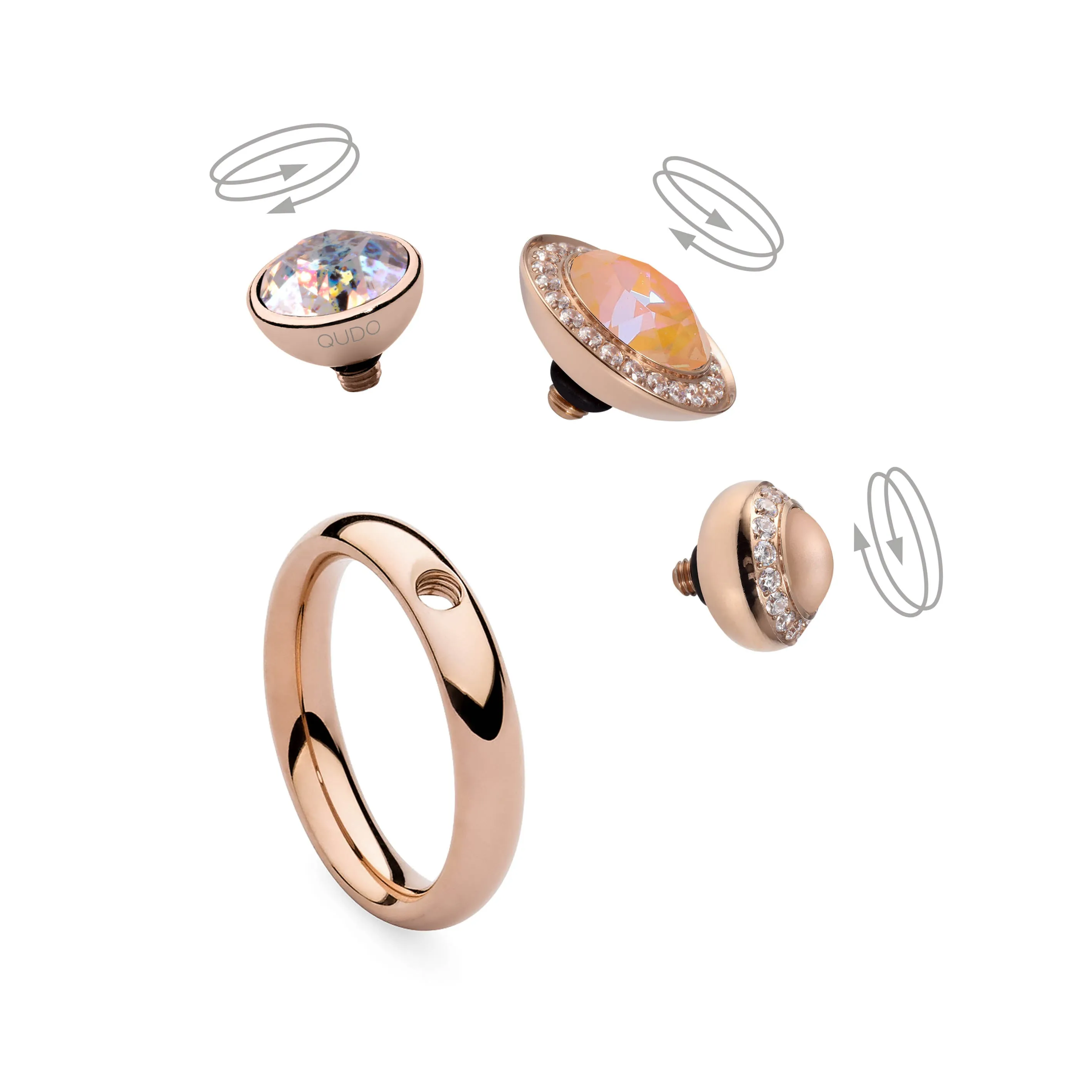 Qudo Fabero 11mm Rose Gold Topper - Light Amber