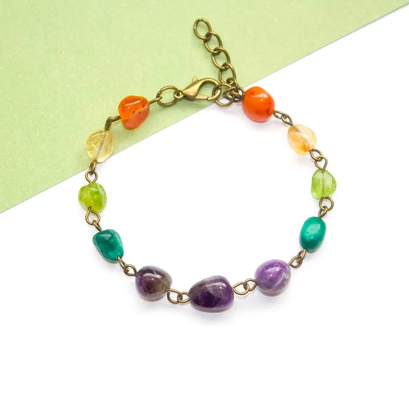 Rainbow Pebble Beaded Bracelet