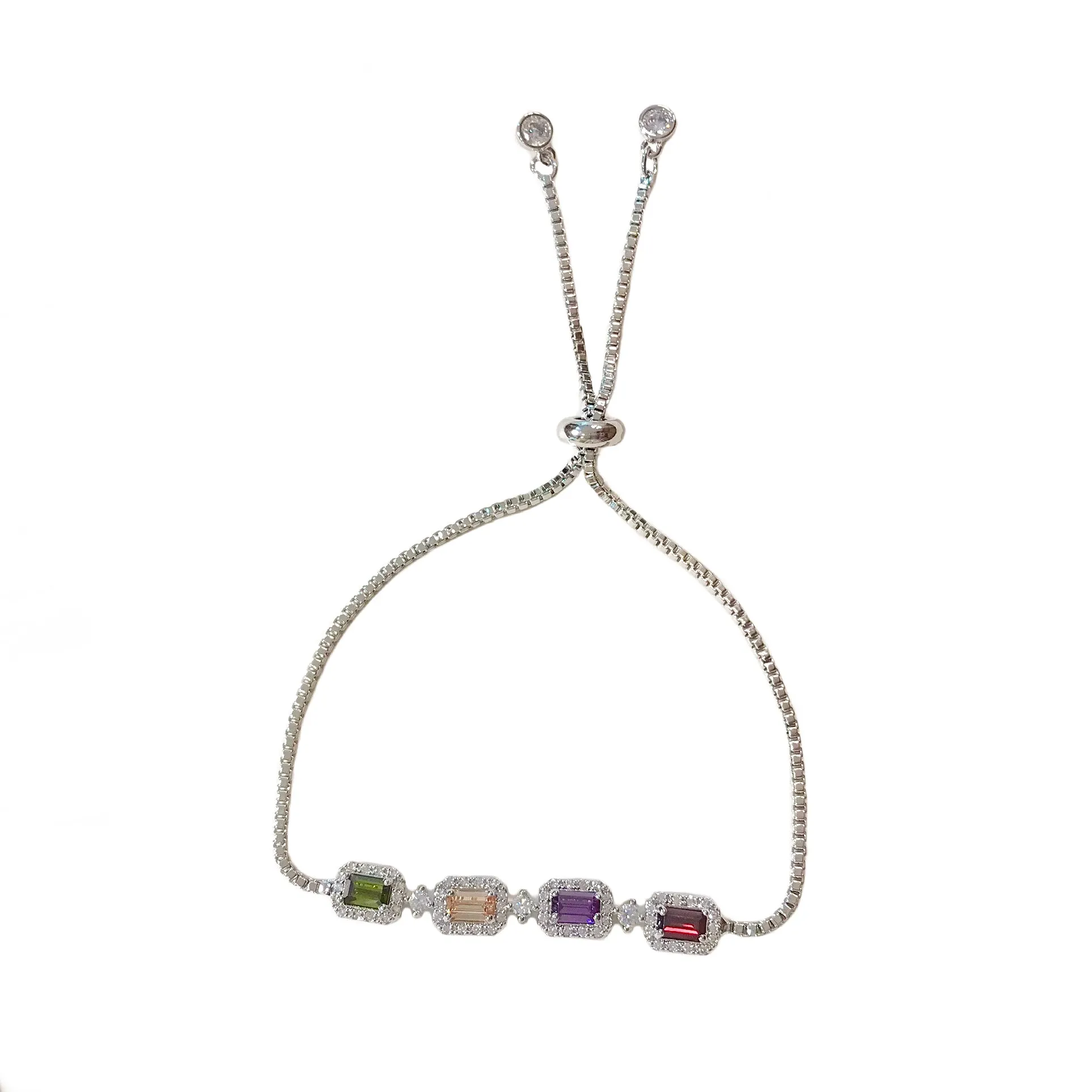 Rectangle Baguette Adjustable Bracelet