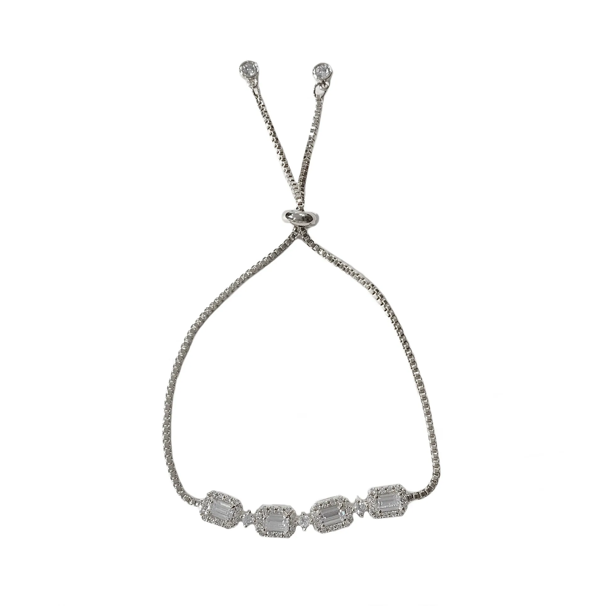 Rectangle Baguette Adjustable Bracelet