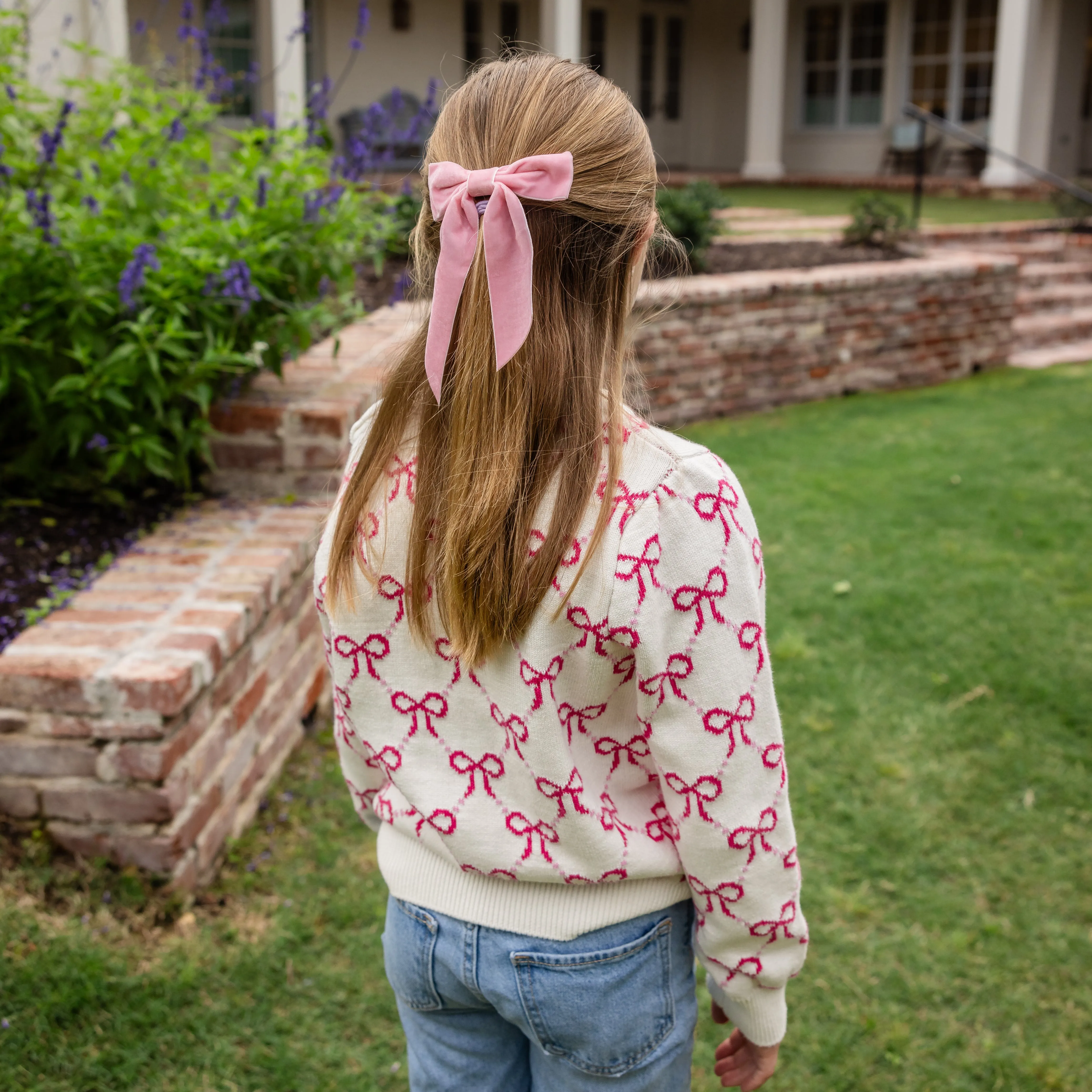 Ribbon Bow - Light Pink Velvet