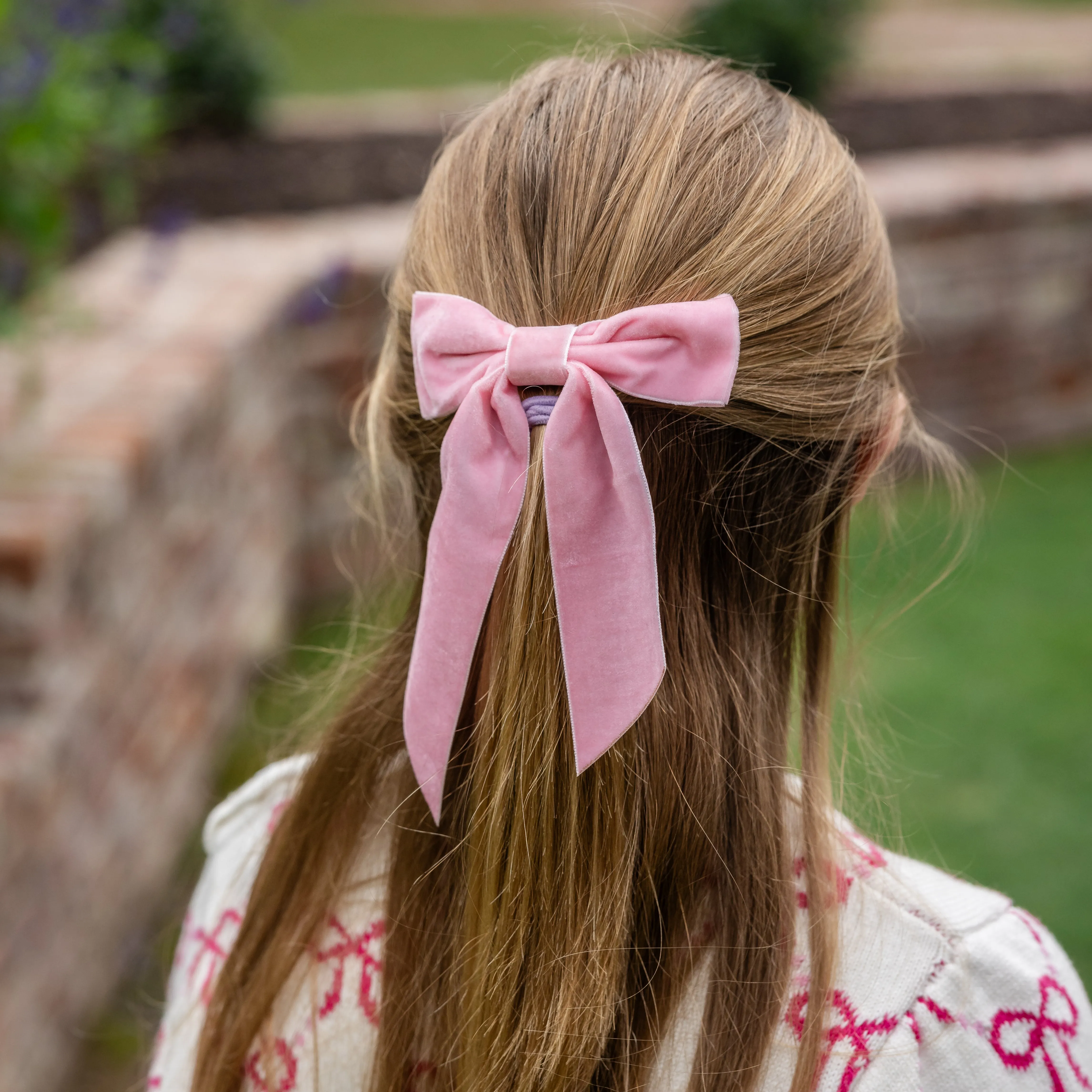 Ribbon Bow - Light Pink Velvet