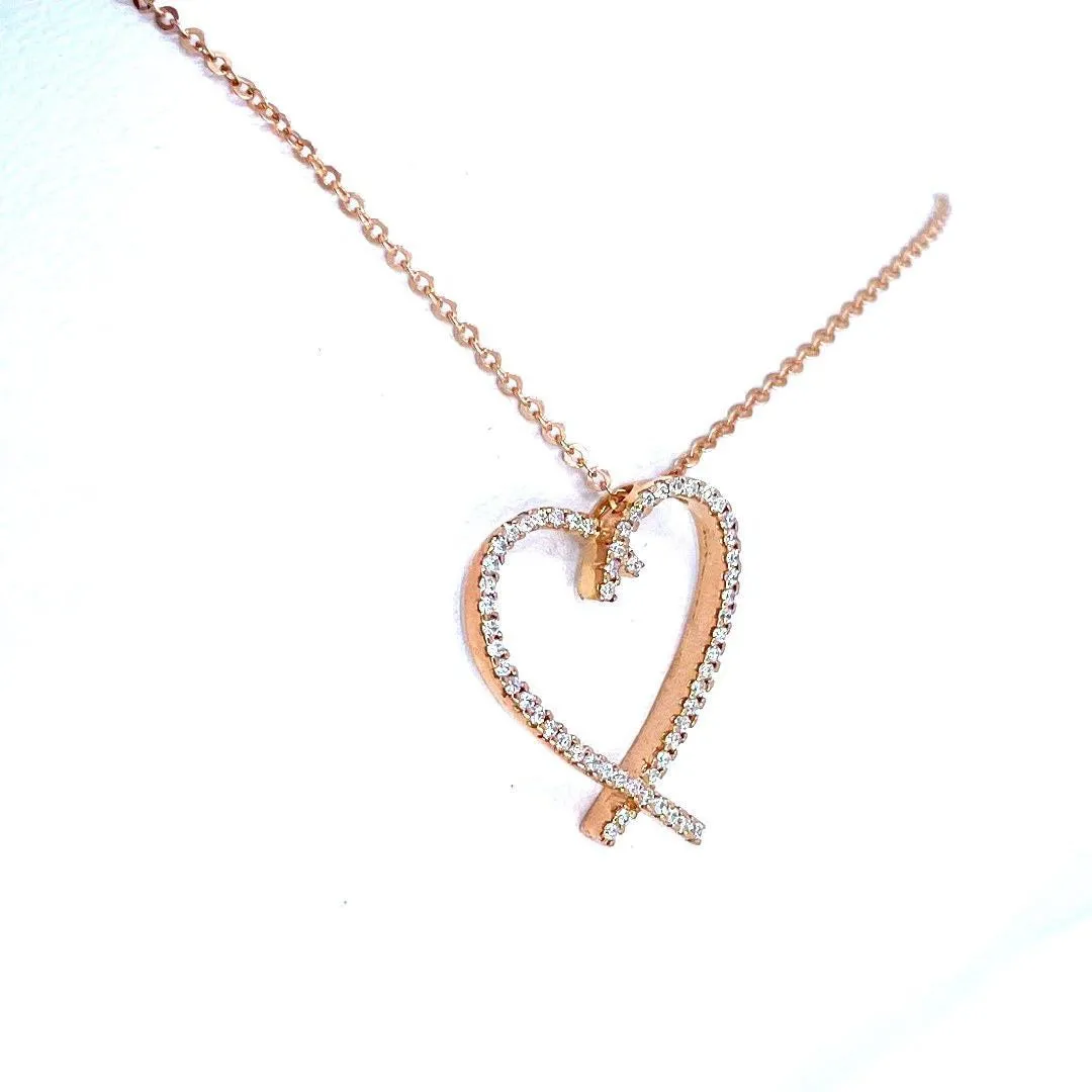 Rose Gold Diamond Heart Necklace