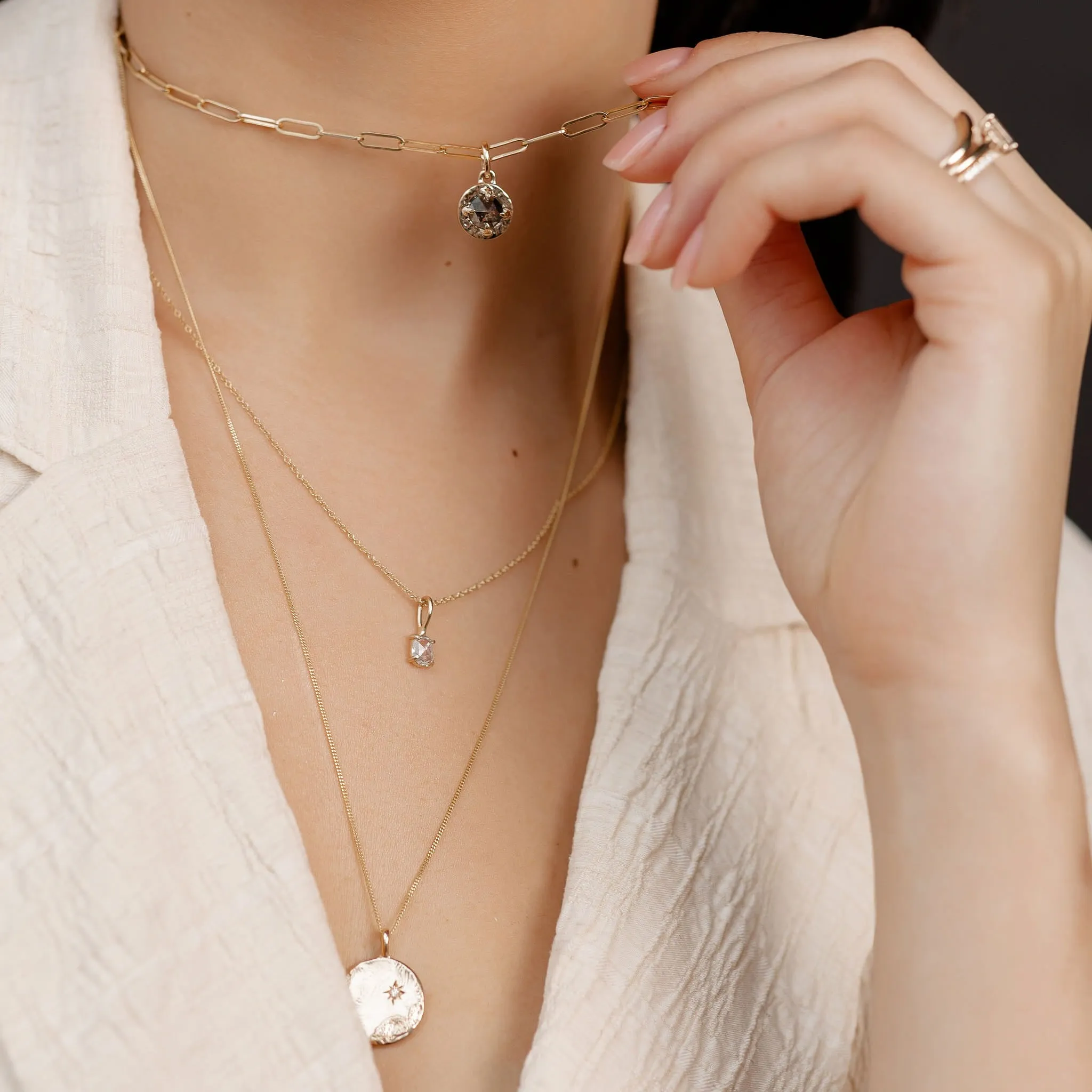 Round Rustic Diamond Pendant