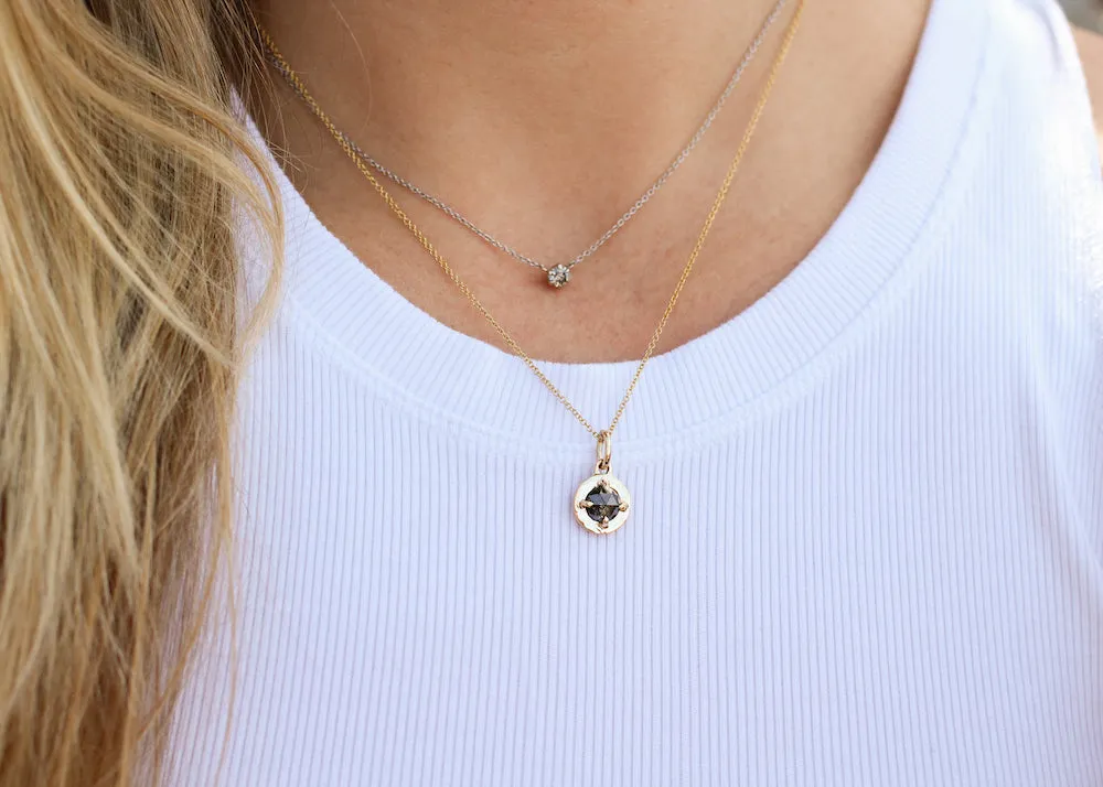 Round Rustic Diamond Pendant