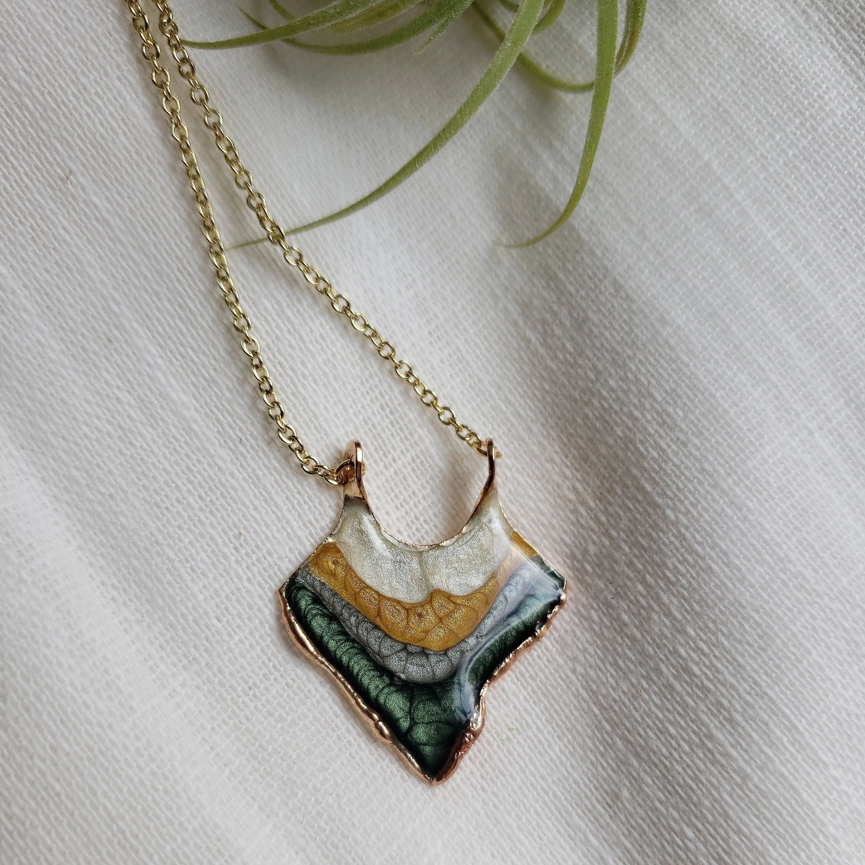 SALE- Reticulated Necklace - Forest/Honey/Moonstone