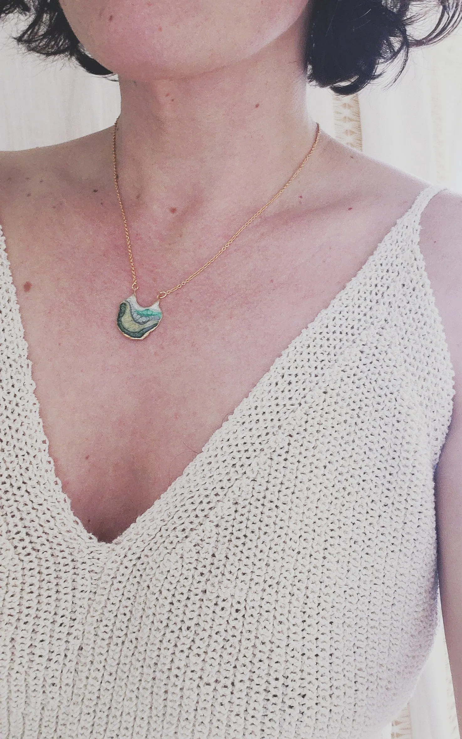 SALE- Reticulated Necklace - Forest/Honey/Moonstone