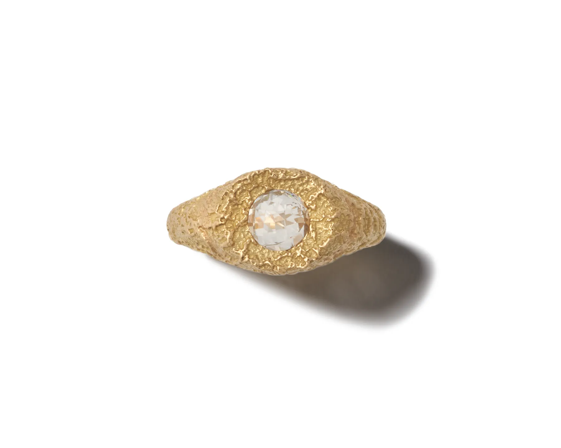 Self Involved Signet Ring, Gritty with Diamond