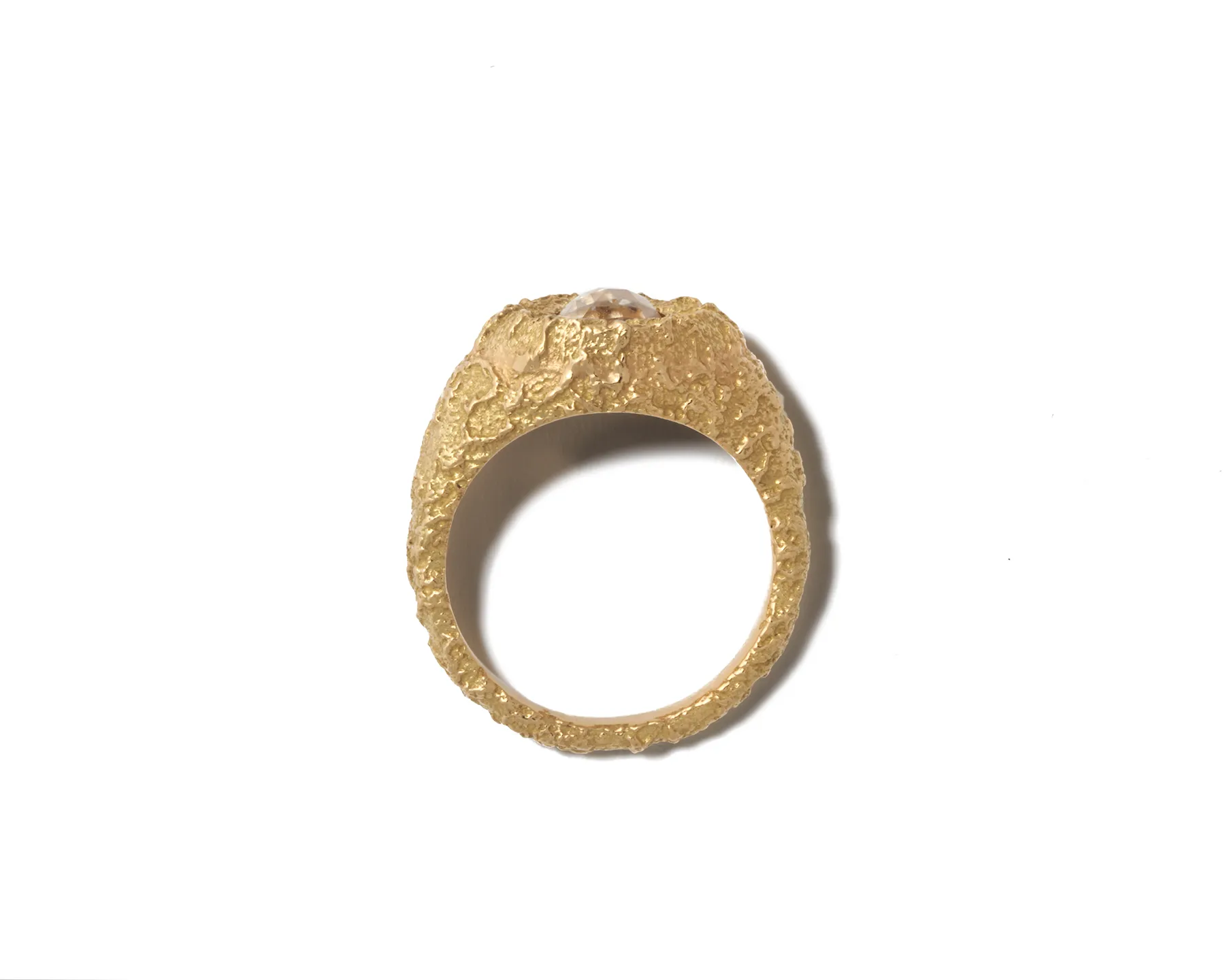 Self Involved Signet Ring, Gritty with Diamond