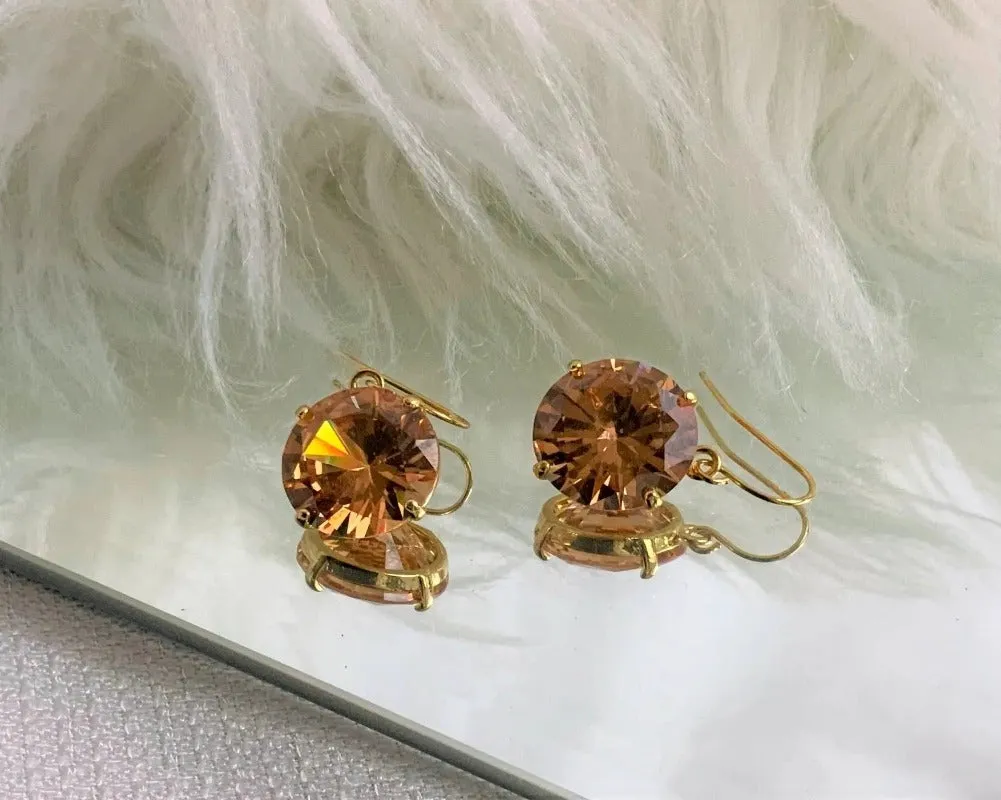 Show-Stopping Oversized Round-Cut Gemstone Earrings
