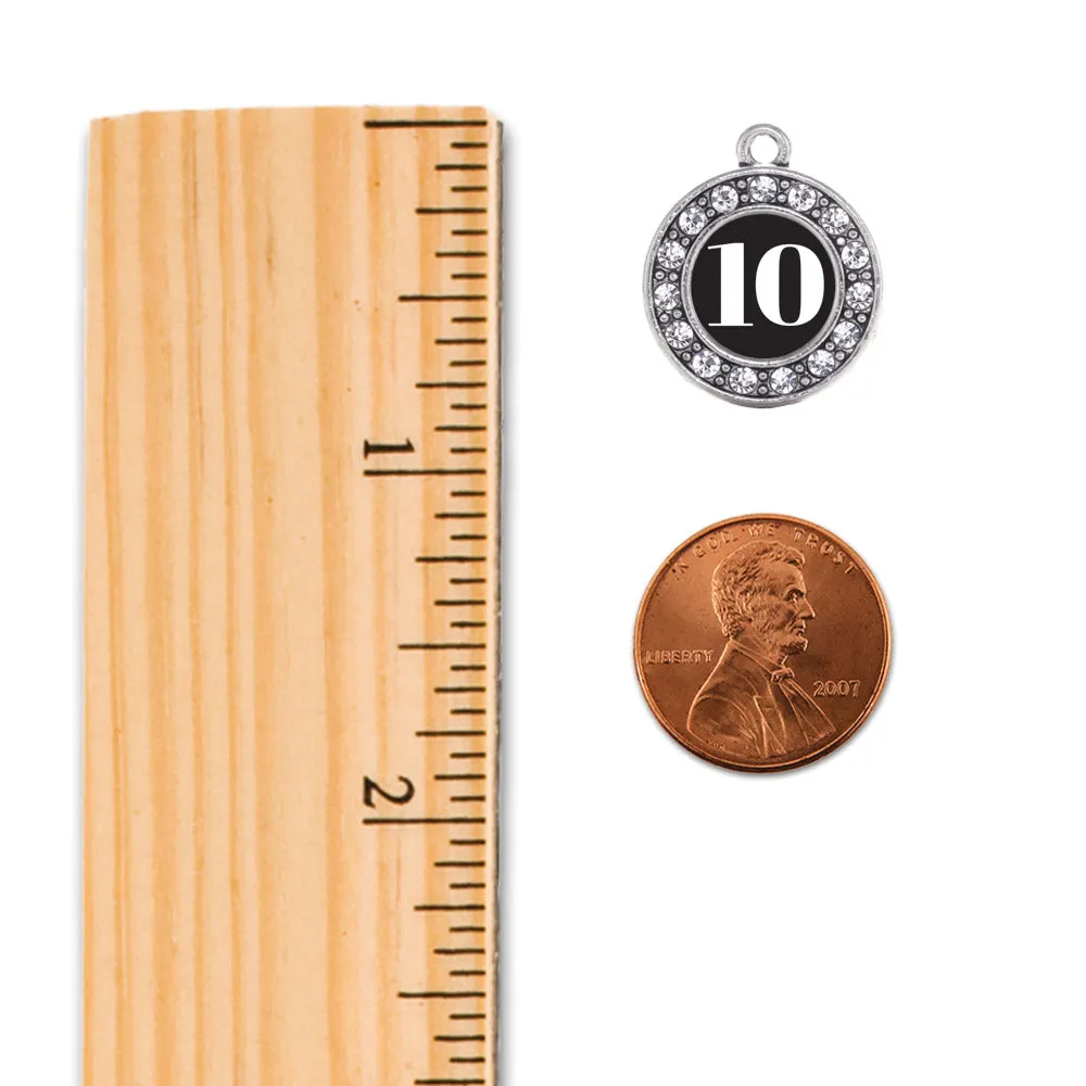 Silver Baseball Glove - Sports Number 10 Circle Charm Toggle Bracelet