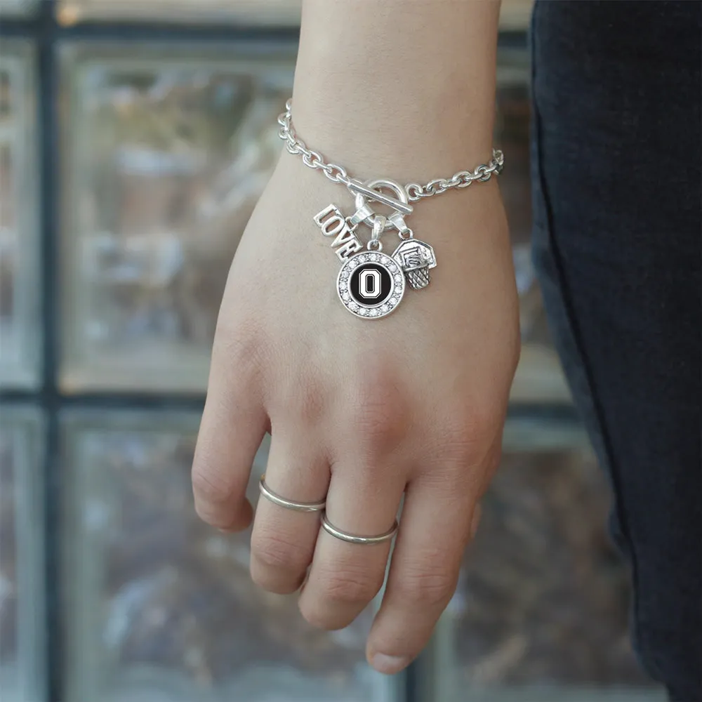 Silver Basketball Hoop - Sports Initial O Circle Charm Toggle Bracelet