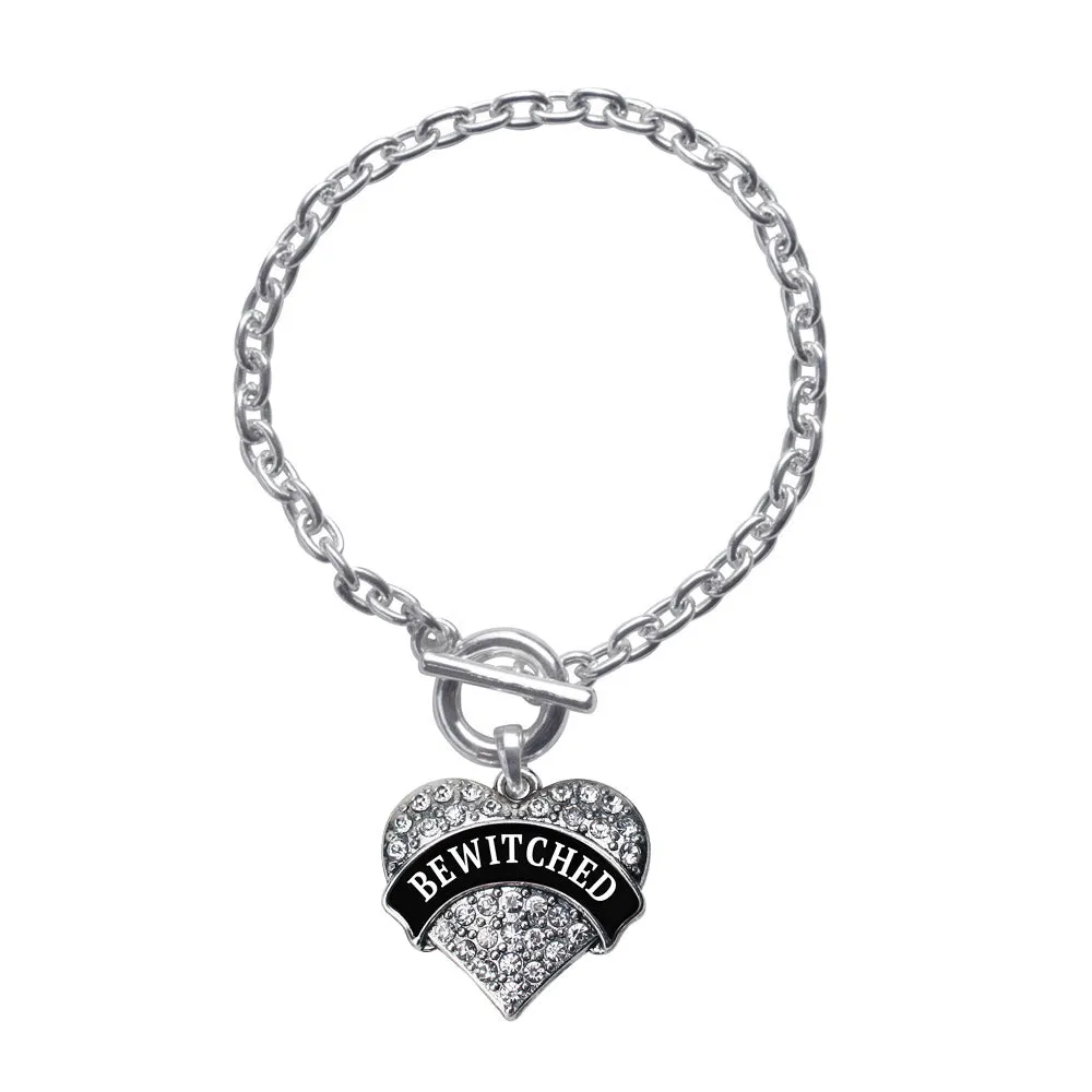 Silver Bewitched Pave Heart Charm Toggle Bracelet