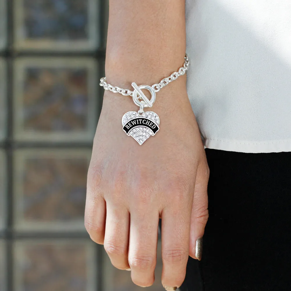 Silver Bewitched Pave Heart Charm Toggle Bracelet