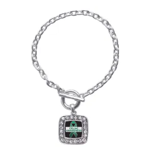 Silver Celiac Awareness Square Charm Toggle Bracelet