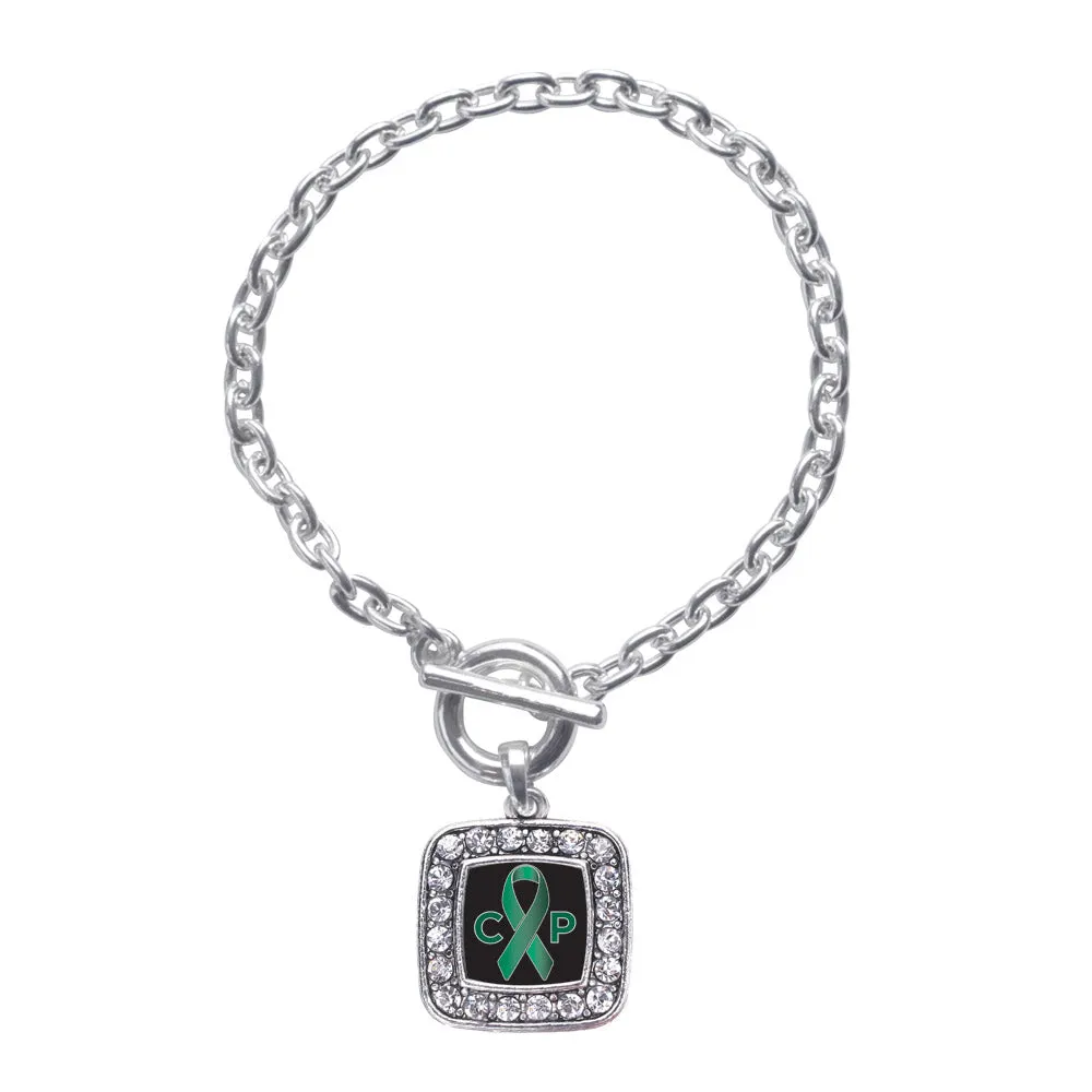 Silver Cerebral Palsy Square Charm Toggle Bracelet