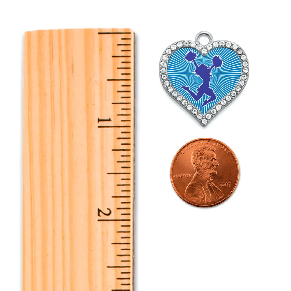 Silver Cheerleader - Blue Open Heart Charm Toggle Bracelet