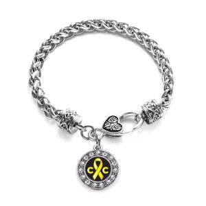 Silver Childhood Cancer Support Circle Charm Braided Bracelet