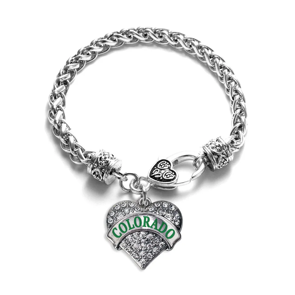 Silver Colorado Pave Heart Charm Braided Bracelet