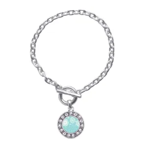Silver Falling Snowflakes Circle Charm Toggle Bracelet