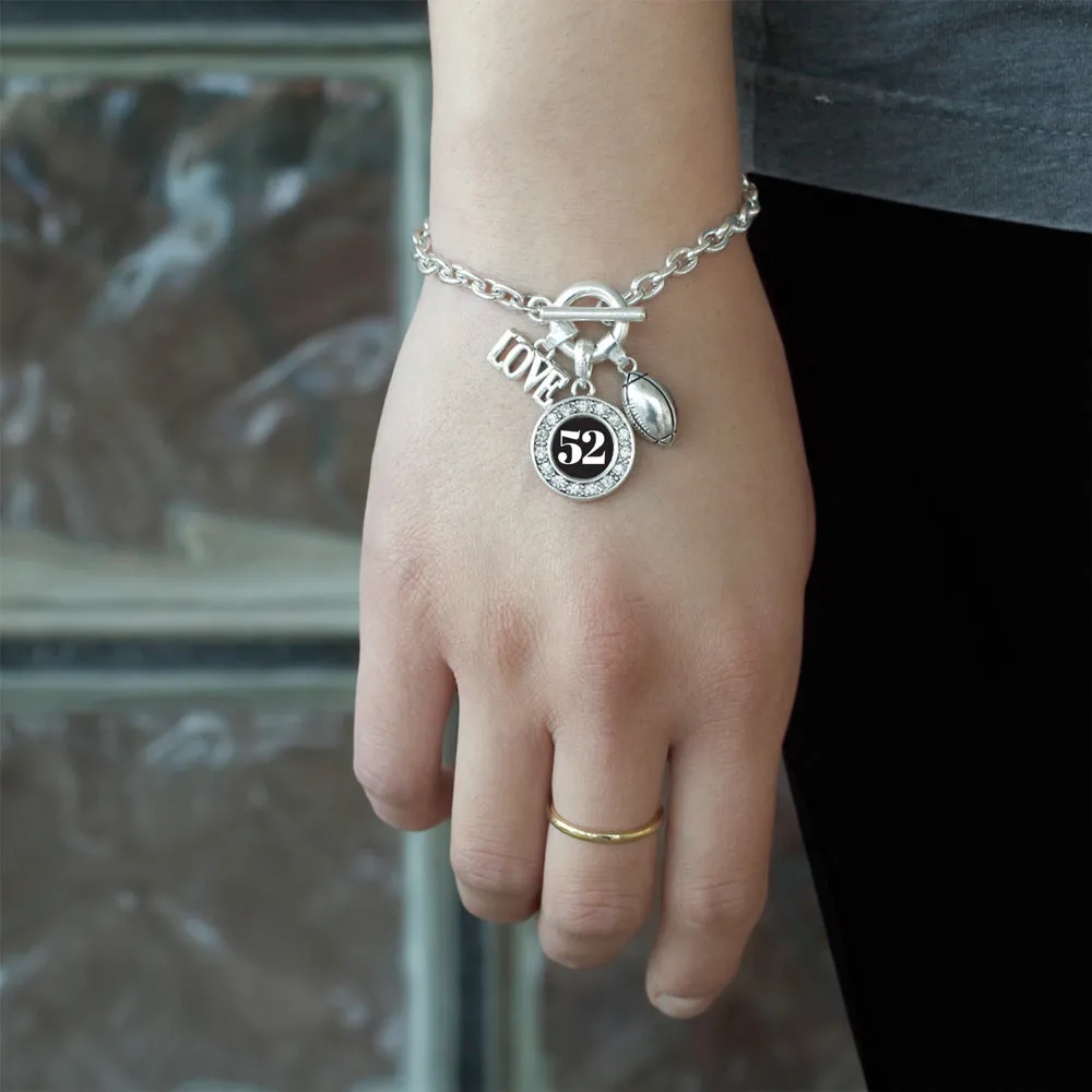 Silver Football - Sports Number 52 Circle Charm Toggle Bracelet