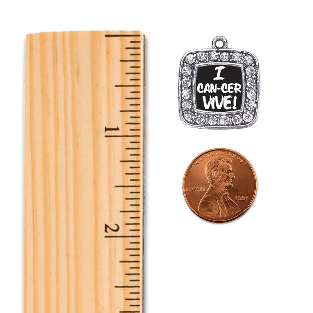 Silver I Can-Cer-Vive Square Charm Toggle Bracelet